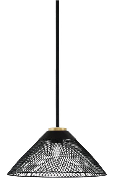 Toltec Lighting - 6201-MBNAB-808-MB - One Light Pendant - Sandia - Matte Black & New Age Brass