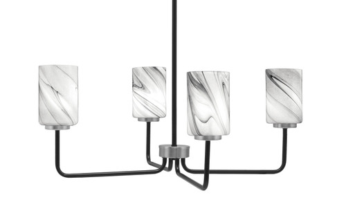 Toltec Lighting - 6204-MBGP-3009 - Four Light Chandelier - Sandia - Matte Black & Graphite