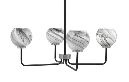 Toltec Lighting - 6204-MBGP-4109 - Four Light Chandelier - Sandia - Matte Black & Graphite