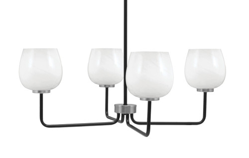 Toltec Lighting - 6204-MBGP-4811 - Four Light Chandelier - Sandia - Matte Black & Graphite