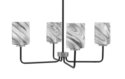 Toltec Lighting - 6204-MBGP-549 - Four Light Chandelier - Sandia - Matte Black & Graphite