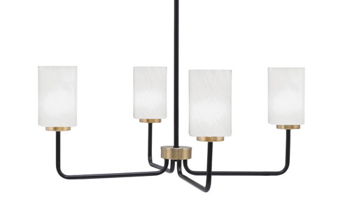 Toltec Lighting - 6204-MBNAB-3001 - Four Light Chandelier - Sandia - Matte Black & New Age Brass