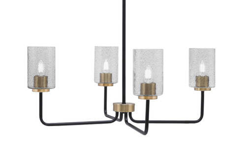 Toltec Lighting - 6204-MBNAB-3002 - Four Light Chandelier - Sandia - Matte Black & New Age Brass