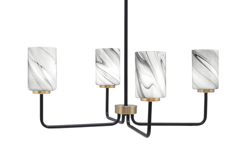 Toltec Lighting - 6204-MBNAB-3009 - Four Light Chandelier - Sandia - Matte Black & New Age Brass