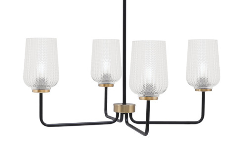 Toltec Lighting - 6204-MBNAB-4250 - Four Light Chandelier - Sandia - Matte Black & New Age Brass