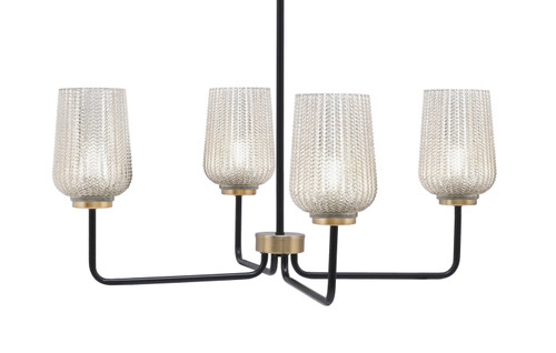 Toltec Lighting - 6204-MBNAB-4253 - Four Light Chandelier - Sandia - Matte Black & New Age Brass