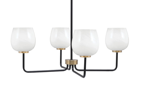 Toltec Lighting - 6204-MBNAB-4811 - Four Light Chandelier - Sandia - Matte Black & New Age Brass