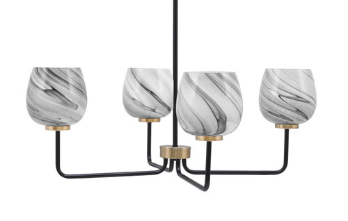 Toltec Lighting - 6204-MBNAB-4819 - Four Light Chandelier - Sandia - Matte Black & New Age Brass