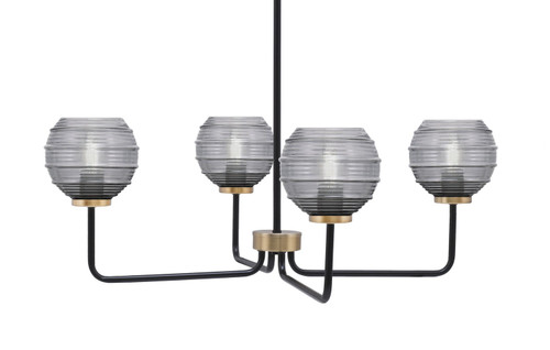Toltec Lighting - 6204-MBNAB-5112 - Four Light Chandelier - Sandia - Matte Black & New Age Brass
