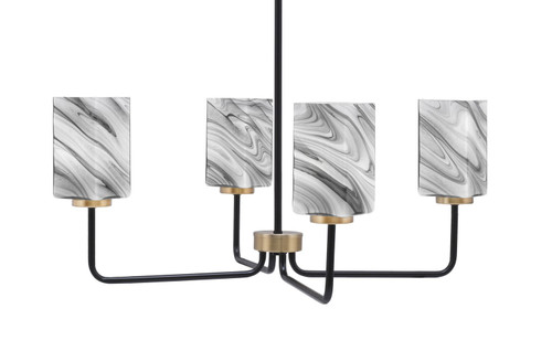 Toltec Lighting - 6204-MBNAB-549 - Four Light Chandelier - Sandia - Matte Black & New Age Brass