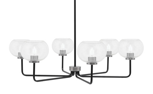 Toltec Lighting - 6206-MBGP-202 - Six Light Chandelier - Sandia - Matte Black & Graphite