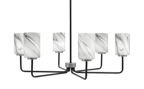 Toltec Lighting - 6206-MBGP-3009 - Six Light Chandelier - Sandia - Matte Black & Graphite