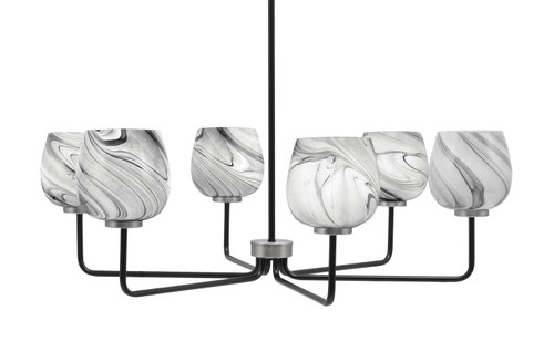 Toltec Lighting - 6206-MBGP-4819 - Six Light Chandelier - Sandia - Matte Black & Graphite
