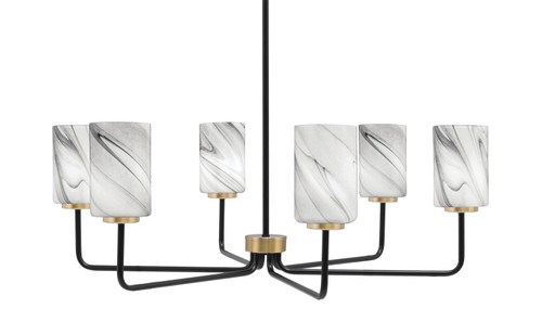 Toltec Lighting - 6206-MBNAB-3009 - Six Light Chandelier - Sandia - Matte Black & New Age Brass