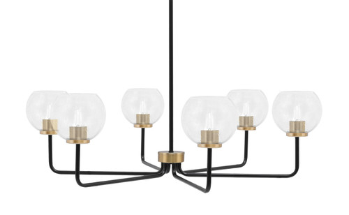 Toltec Lighting - 6206-MBNAB-4100 - Six Light Chandelier - Sandia - Matte Black & New Age Brass