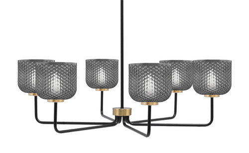 Toltec Lighting - 6206-MBNAB-4612 - Six Light Chandelier - Sandia - Matte Black & New Age Brass