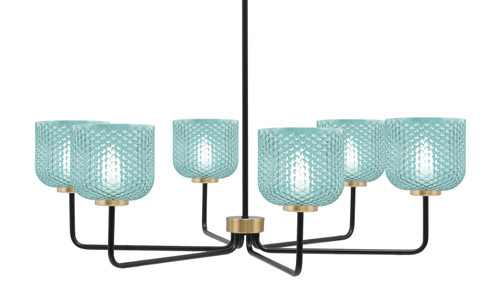 Toltec Lighting - 6206-MBNAB-4615 - Six Light Chandelier - Sandia - Matte Black & New Age Brass