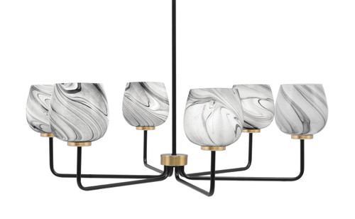 Toltec Lighting - 6206-MBNAB-4819 - Six Light Chandelier - Sandia - Matte Black & New Age Brass