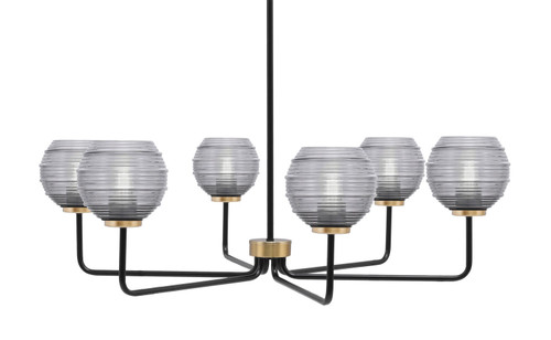 Toltec Lighting - 6206-MBNAB-5112 - Six Light Chandelier - Sandia - Matte Black & New Age Brass