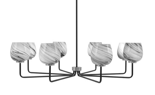 Toltec Lighting - 6208-MBGP-4819 - Eight Light Chandelier - Sandia - Matte Black & Graphite