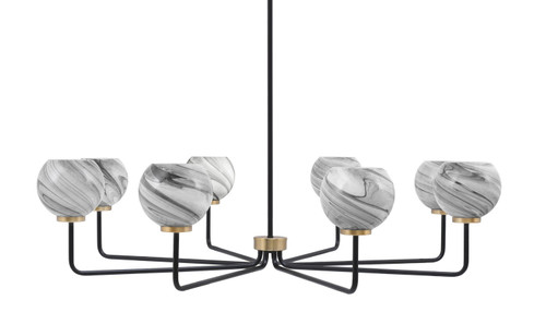 Toltec Lighting - 6208-MBNAB-4109 - Eight Light Chandelier - Sandia - Matte Black & New Age Brass