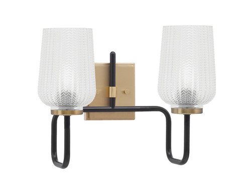 Toltec Lighting - 6222-MBNAB-4250 - Two Light Bath Bar - Sandia - Matte Black & New Age Brass