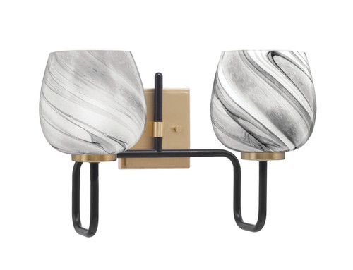 Toltec Lighting - 6222-MBNAB-4819 - Two Light Bath Bar - Sandia - Matte Black & New Age Brass