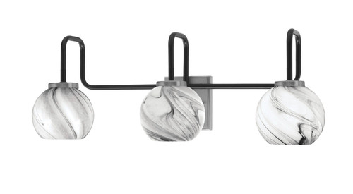 Toltec Lighting - 6223-MBGP-4109 - Three Light Bath Bar - Sandia - Matte Black & Graphite