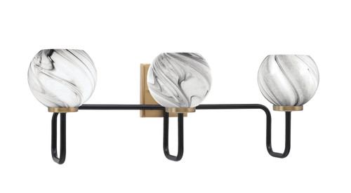 Toltec Lighting - 6223-MBNAB-4109 - Three Light Bath Bar - Sandia - Matte Black & New Age Brass