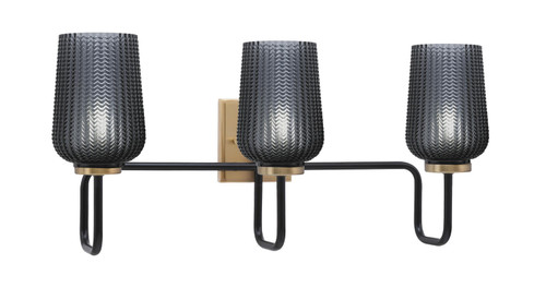 Toltec Lighting - 6223-MBNAB-4252 - Three Light Bath Bar - Sandia - Matte Black & New Age Brass