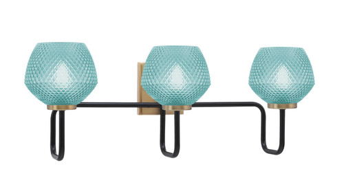 Toltec Lighting - 6223-MBNAB-4625 - Three Light Bath Bar - Sandia - Matte Black & New Age Brass