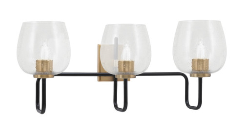 Toltec Lighting - 6223-MBNAB-4810 - Three Light Bath Bar - Sandia - Matte Black & New Age Brass