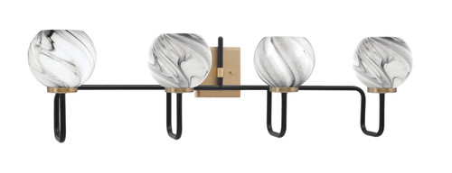 Toltec Lighting - 6224-MBNAB-4109 - Four Light Bath Bar - Sandia - Matte Black & New Age Brass