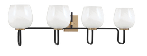 Toltec Lighting - 6224-MBNAB-4811 - Four Light Bath Bar - Sandia - Matte Black & New Age Brass