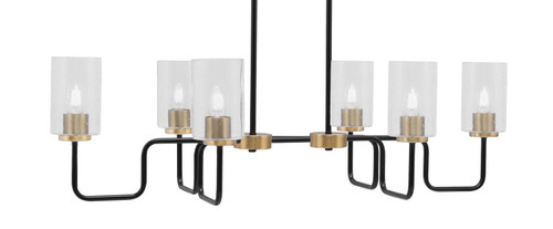 Toltec Lighting - 6236-MBNAB-300 - Six Light Bar - Sandia - Matte Black & New Age Brass