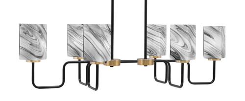 Toltec Lighting - 6236-MBNAB-549 - Six Light Bar - Sandia - Matte Black & New Age Brass