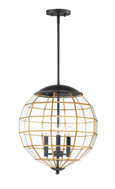 Maxim - 11546BKBUB - Three Light Pendant - Heirloom - Black / Burnished Brass
