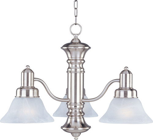 Maxim - 20326MRSN - Three Light Chandelier - Newburg - Satin Nickel