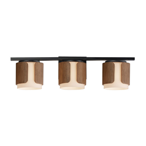 Maxim - 21713SWWNBK - Three Light Bath Vanity - Draughtsman - Walnut / Black