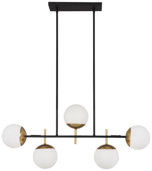 George Kovacs - P1355-618 - Five Light Island Pendant - Alluria - Weathered Black With Autumn Gold