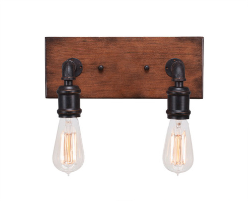 Toltec Lighting - 1132-AT18 - Two Light Bath Bar - Portland - Painted Wood-look Metal & Dark Granite