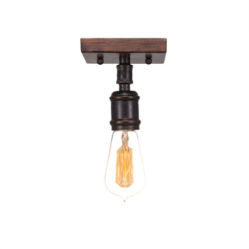 Toltec Lighting - 1141-AT18 - One Light Semi-Flush Mount - Portland - Painted Wood-Look Metal & Dark Granite
