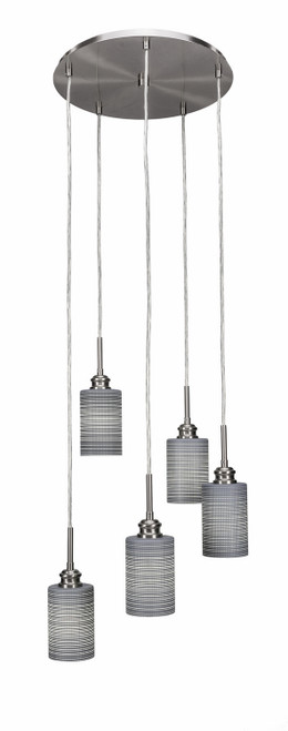 Toltec Lighting - 1175-BN-4062 - Five Light Cluster Pendalier - Edge - Brushed Nickel