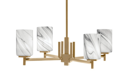 Toltec Lighting - 1204-NAB-3009 - Four Light Chandelier - Franklin - New Age Brass