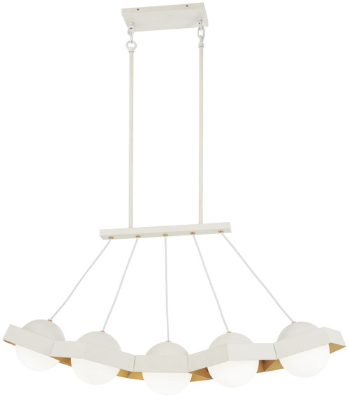 George Kovacs - P1396-044G-L - LED Island Pendant - Five-O - Textured White Exterior with Gold Leaf Interior