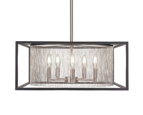 Toltec Lighting - 1325-MBBN - Five Light Chandelier - Cadina - Matte Black & Brushed Nickel