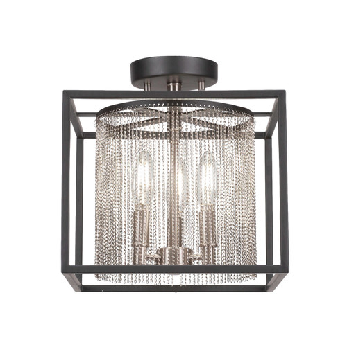 Toltec Lighting - 1337-MBBN - Three Light Semi-Flush Mount - Cadina - Matte Black & Brushed Nickel