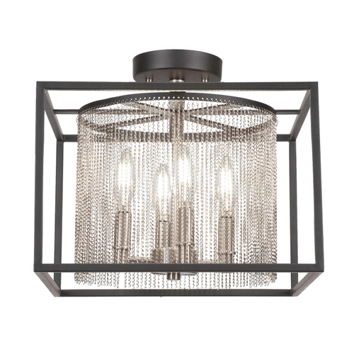 Toltec Lighting - 1347-MBBN - Four Light Semi-Flush Mount - Cadina - Matte Black & Brushed Nickel
