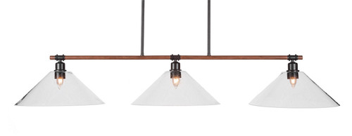Toltec Lighting - 1763-308 - Three Light Island Pendant - Blacksmith - Painted Wood-look Metal & Dark Granite