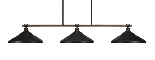 Toltec Lighting - 1763-422-DG - Three Light Island Pendant - Blacksmith - Painted Wood-look Metal & Dark Granite